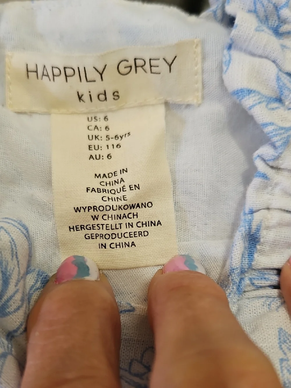 Happily Grey Girls' Light Blue Coastal Cowgirl Floral Puff-Sleeve Dress Sz 6